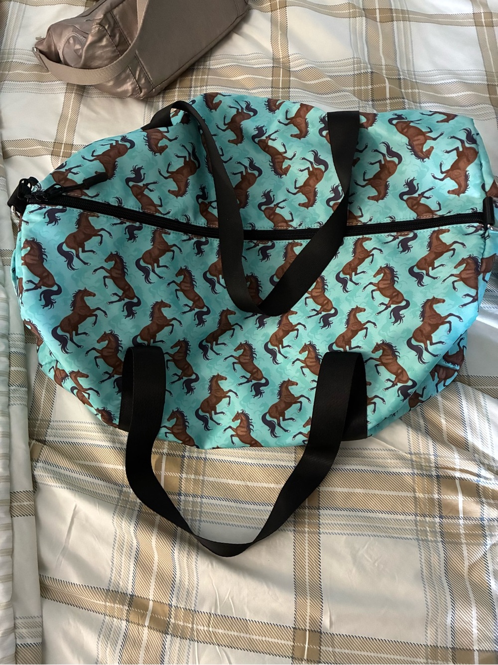 Turquoise Horse Print Backpack - Unbranded